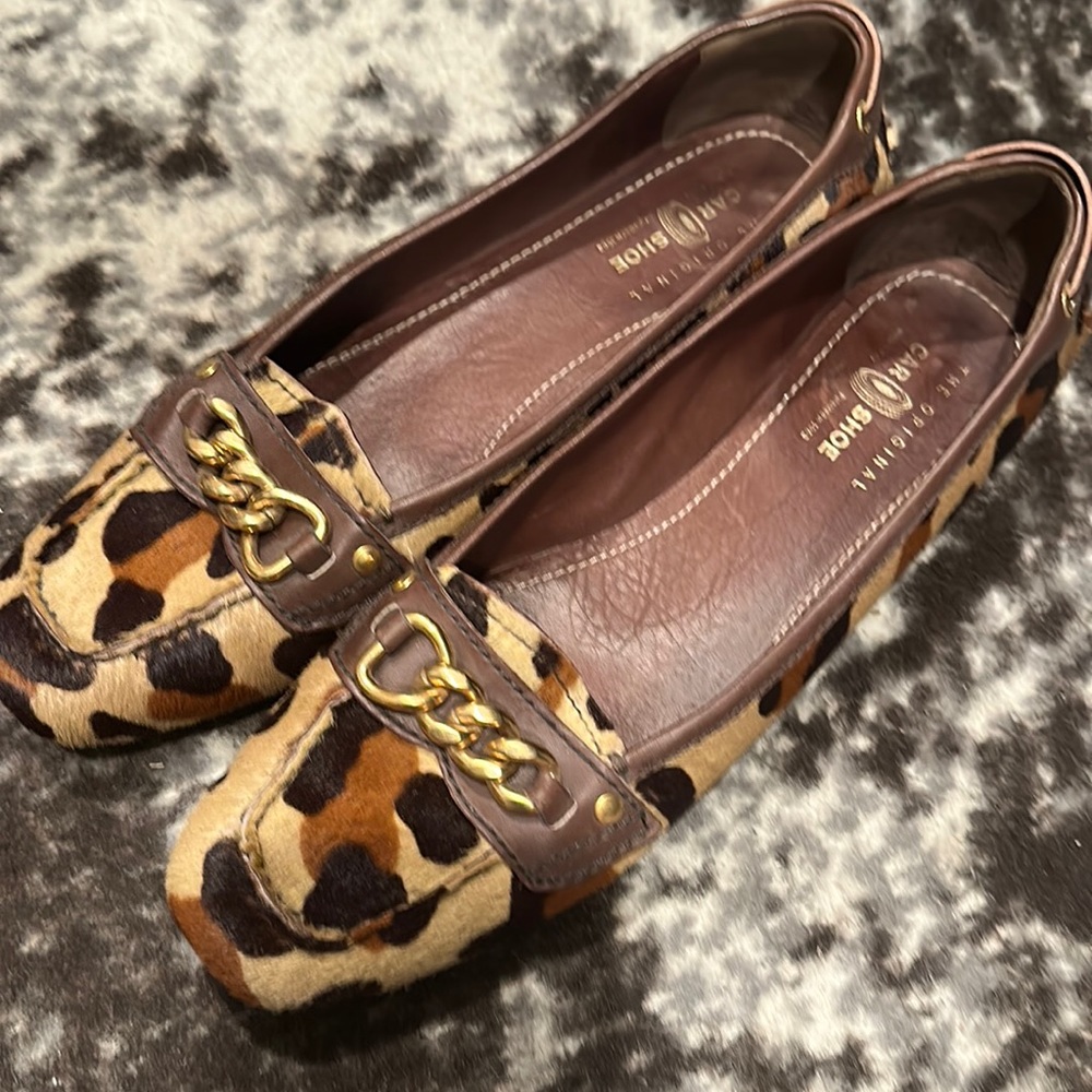 Original Car Shoe / Loafer. Horse hair, animal print